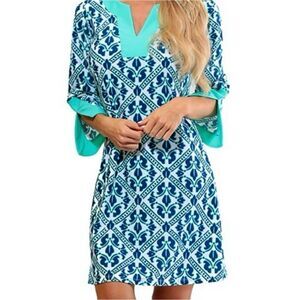 All For Color Aqua Tunic Dress Coverup size Medium NEW